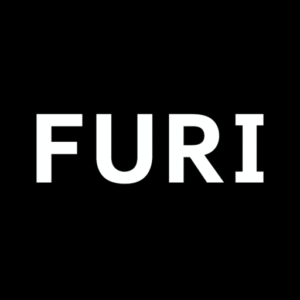 FURI Brand Official Logo in bold white letters on a black background representing the concept Follow Your Intuitions.